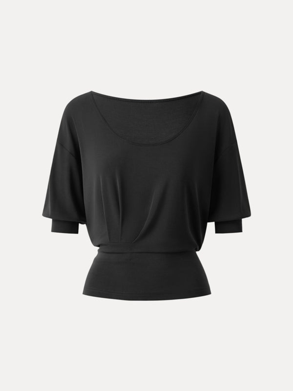 OGL Black Sandwashed Scoop Neck Short Sleeve Tucked Tee